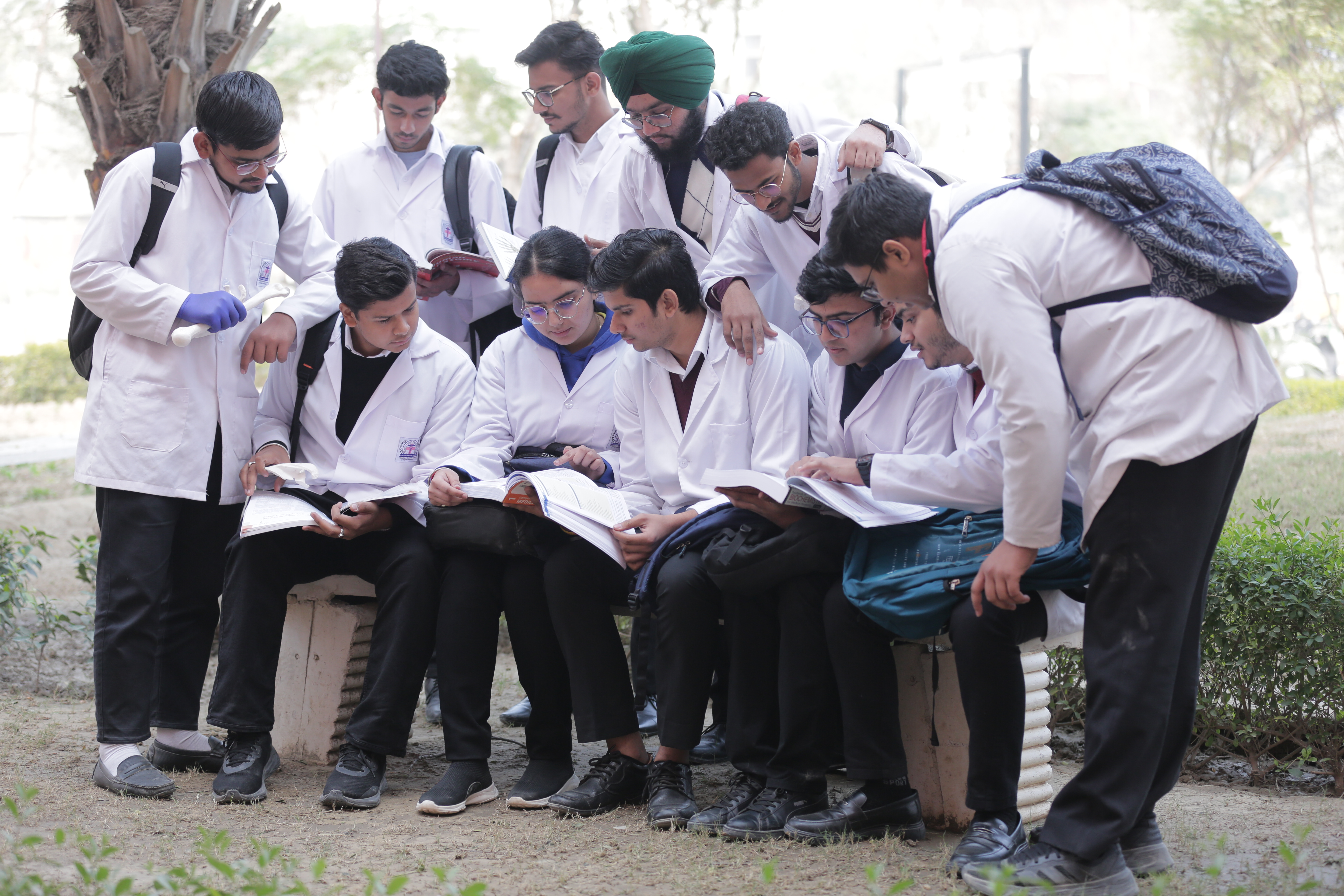Group study outdoors — Tantia University