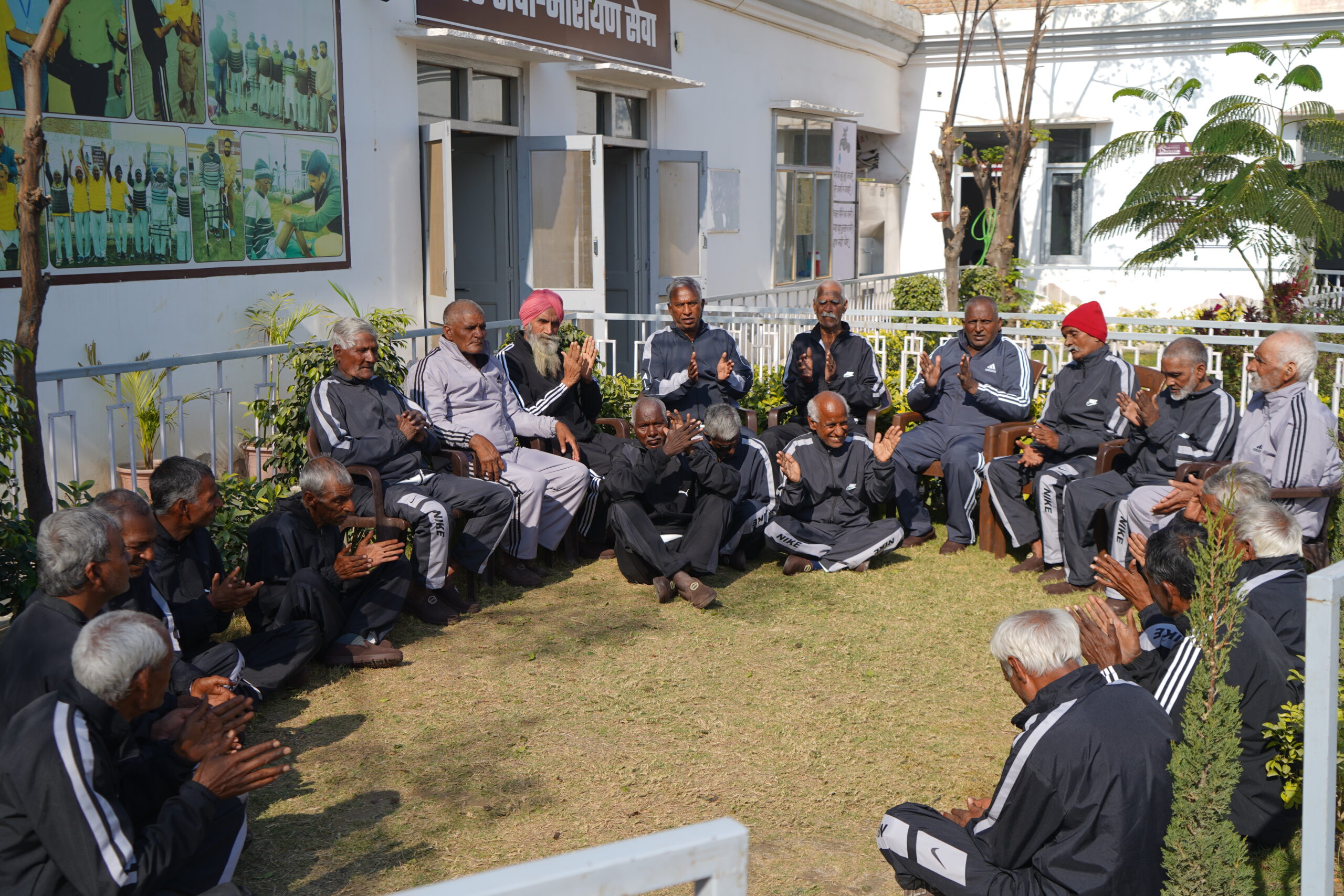 Elders enjoying satsang and spiritual activities